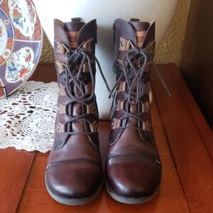 PIKOLINOS Leather Dark Brown Moto Combat Boots